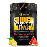 Alpha Lion Superhuman Extreme bottle highlights energizing pre workout for intense sessions.