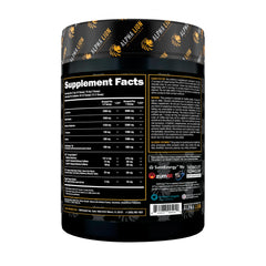 ALPHA LION pre-workout powder label detail highlighting ingredients