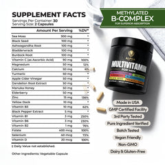 Alpha Tribe multivitamin with black seed oil bottle highlights antioxidant support for active men