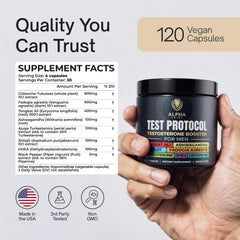 Alpha Tribe Test Protocol label details highlight ingredient clarity for informed use