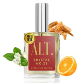 ALT. FRAGRANCES Crystal No. 23 bottle front highlights the unisex perfume for daily wear.