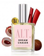 ALT. Fragrances Dream Chaser bottle highlights a long-lasting floral scent for daily wear.