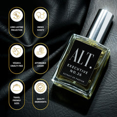 ALT. FRAGRANCES Executive No. 26 top notes sparkle with bergamot and pineapple.