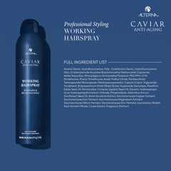 Alterna Caviar Working Hairspray adds shine with a light, non-sticky finish.