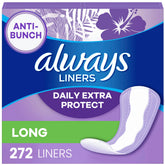 Always anti-bunch xtra protection daily liner long pack front view for all-day freshness