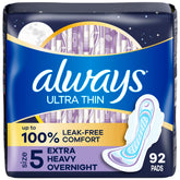 Always Ultra Thin Overnight Pad with wider back coverage for a secure night.