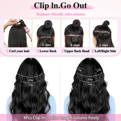 ALXNAN 7in-wide clip-in weft adds drama and length.