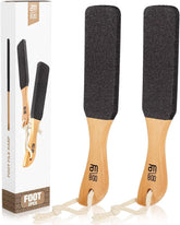 AM 8:00 pumice stone foot file with wooden handle buffs away calluses for smoother feet
