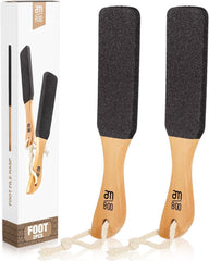 AM 8:00 pumice stone foot file with wooden handle buffs away calluses for smoother feet
