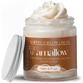 Amallow beef tallow bottle being poured for face and body care