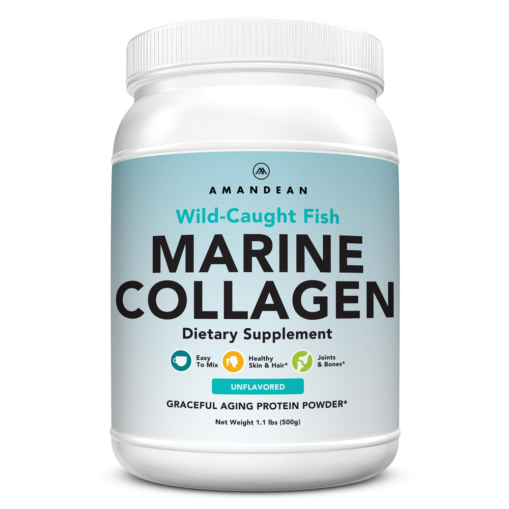 AMANDEAN Marine Collagen powder tub label for daily use