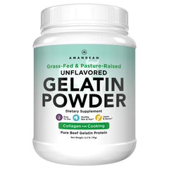 AMANDEAN Premium Gelatin Powder XL bottle pour shows cooking-ready unflavored collagen