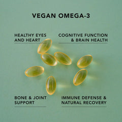 AMANDEAN tapioca softgels close-up, vegan omega-3 with DHA and EPA.