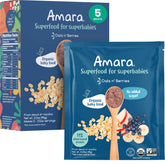 Amara Organic Stage 2 oats-berries pouch on shelf for convenient feeding