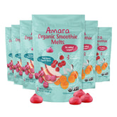 Amara Smoothie Melts carrot raspberry bite showing toddler-friendly texture and no added sugar