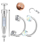 AMASIS 20G horseshoe nose ring set, complete kit for easy piercing care.