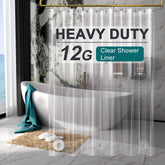 AmazerBath heavy-duty 12-gauge shower liner offers clear visibility and durability.
