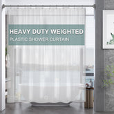 AmazerBath 78-inch clear shower curtain liner with water-beading surface for a dry floor.