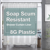 AmazerBath clear 84-inch shower curtain liner with 12 rustproof grommets.
