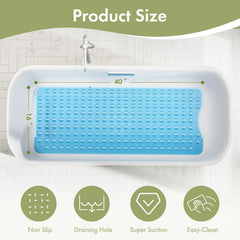 AmazerBath clear blue bath mat adds safety and easy visibility