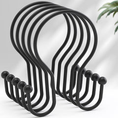 AmazerBath double-hook black shower curtain hooks for balanced hanging