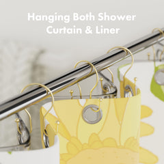 AmazerBath easy-install shower curtain hooks simplify hanging and removal.