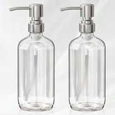 AmazerBath two-pack glass soap dispensers with pumps for kitchen and bath