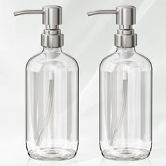 AmazerBath two-pack glass soap dispensers with pumps for kitchen and bath