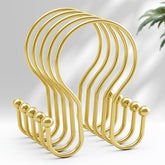 AmazerBath gold double-hook shower curtain hooks provide balanced hanging and rust-free use.