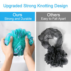 AmazerBath loofah features reinforced knotting for durable daily use.