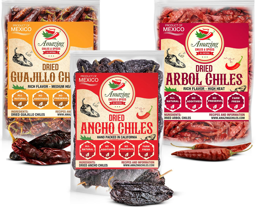 Amazing Chiles & Spices ancho dried chiles for rich moles and salsas.