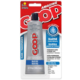 Amazing GOOP Marine Adhesive jar closeup highlighting versatile bonding for metal, wood, and fabric.