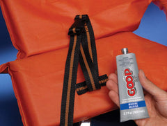 Amazing GOOP Marine Adhesive on canvas shows durable, flexible bonding for outdoor gear.