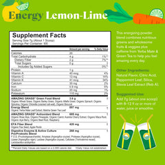 Amazing Grass Green Superfood Energy glass with lemon-lime flavor for refreshing drink.