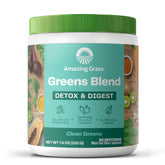 Amazing Grass Greens Blend Detox & Digest bottle pour for daily toxin elimination.