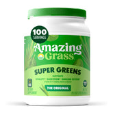 Amazing Grass Greens Blend Original bottle pouring into a glass for a tasty daily boost.