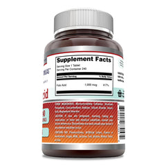 Amazing Nutrition folic acid bottle back with dosage and ingredients.