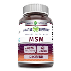 Amazing Nutrition MSM capsules bottle front displaying 2000 mg per serving