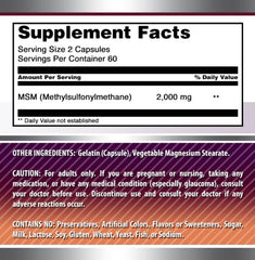 Amazing Nutrition MSM label close-up with third-party testing