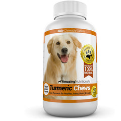 Amazing Nutritionals Amazing Turmeric dog chews close-up, tasty flavor for easy daily dosing.