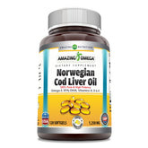 Amazing Omega lemon bottle shows 1250 mg softgels for daily omega-3 support.