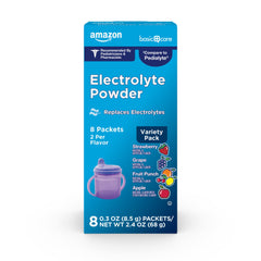 Amazon Basic Care Electrolyte Powder Apple packet for fast hydration after activity