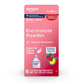 Amazon Basic Care electrolyte powder packet ready to mix for quick hydration on the go.