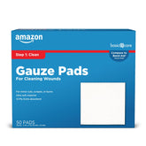 Amazon Basic Care gauze pad sterile 3x3 inches for minor wound care.