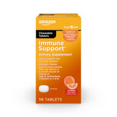 Amazon Basic Care immune support bottle front with citrus chewables for daily immune support.