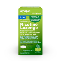 Amazon Basic Care Mini Nicotine Lozenge packaging supports cravings management