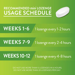Amazon Basic Care mini lozenge mint tablet in hand for on-the-go craving relief.