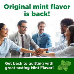 Individual mint lozenge in foil blisters, convenient on-the-go quit aid.