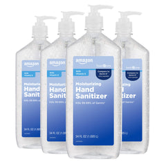 Amazon Basic Care Original Hand Sanitizer 34oz bottle for quick sanitizing on the go.