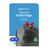 Amazon Basics 30-gallon flextra embossed bags resist tears during heavy disposal